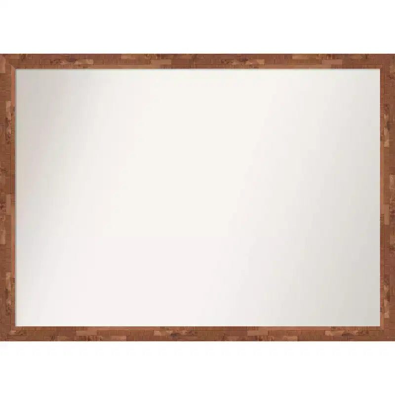 41" x 30" Non-Beveled Fresco Light Pecan Wood Wall Mirror - Amanti Art: Modern Rectangle Includes Mounting Hardware