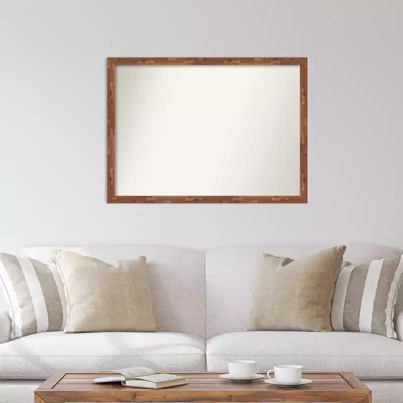 Miroir mural en bois de hickory clair non biseauté