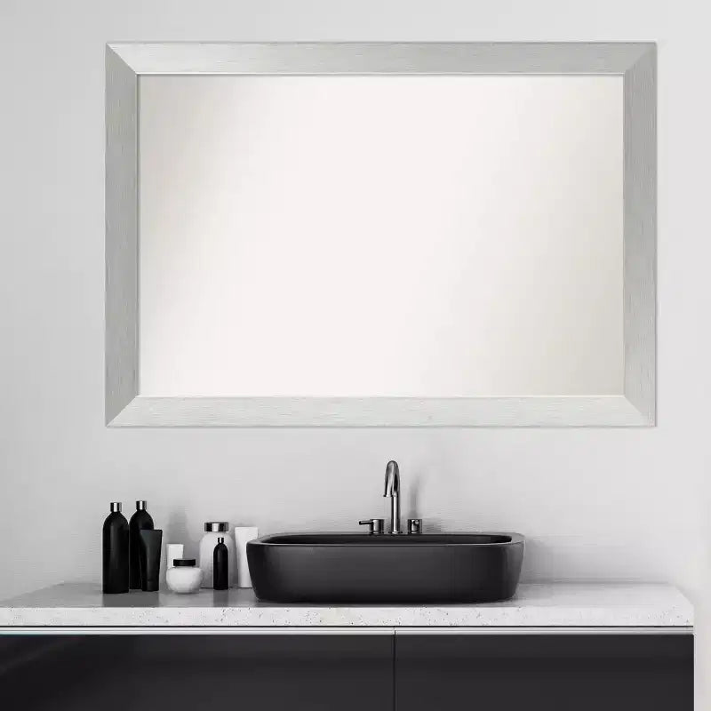 Miroir de salle de bain mural en bois, sans bords biseautés
