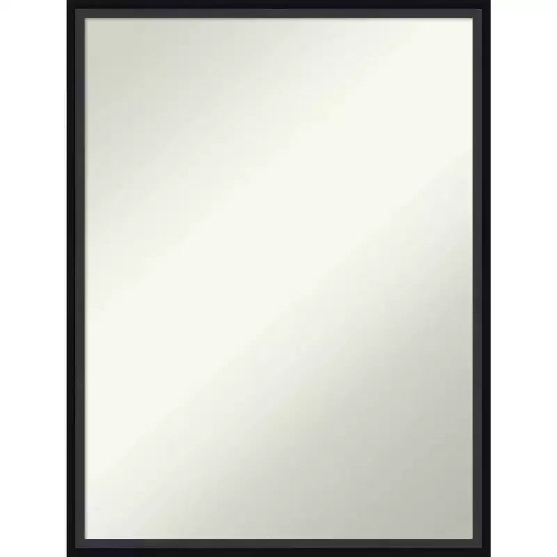 Amanti Art 19" x 25" Non-Beveled Lucie Black Wood Wall Mirror : Modern Rectangular Includes Mounting Hardware