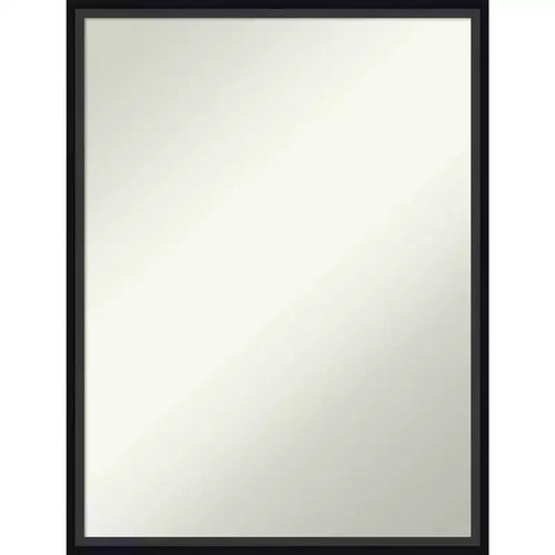 Amanti Art 19" x 25" Non-Beveled Lucie Black Wood Wall Mirror : Modern Rectangular Includes Mounting Hardware