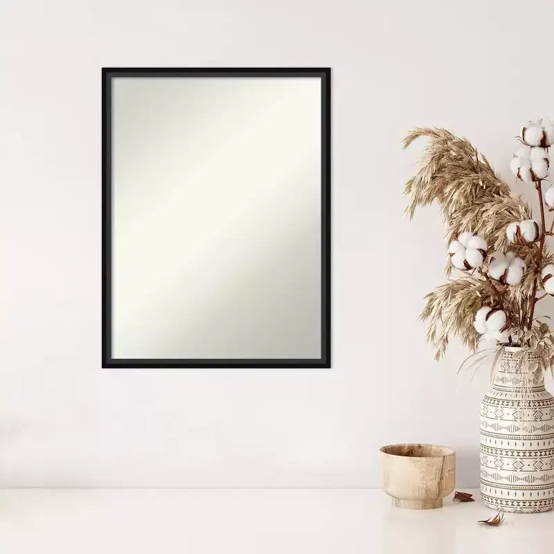 Miroir mural en bois noir sans biseaux