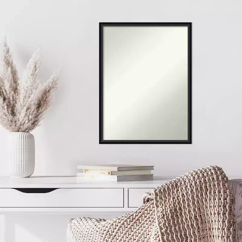 Miroir mural en bois noir sans biseaux