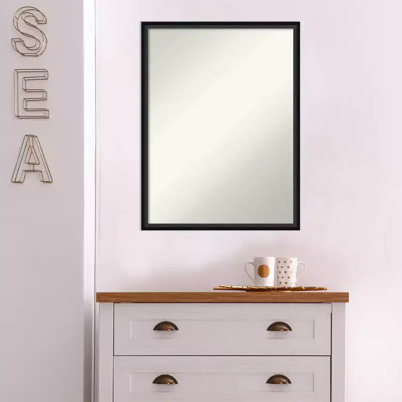 Miroir mural en bois noir sans biseaux