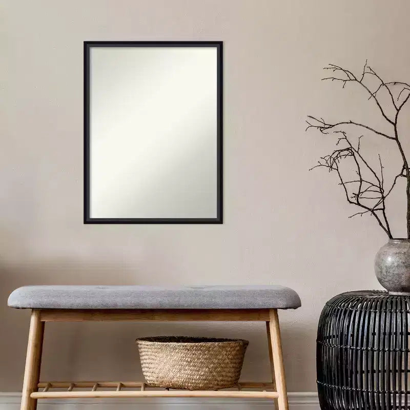 Miroir mural en bois noir sans biseaux