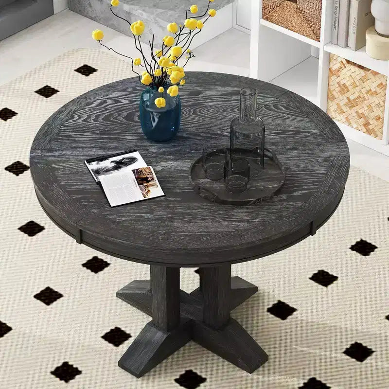 Table à manger ronde extensible de style ferme