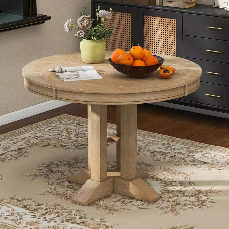 Table à manger ronde extensible de style ferme