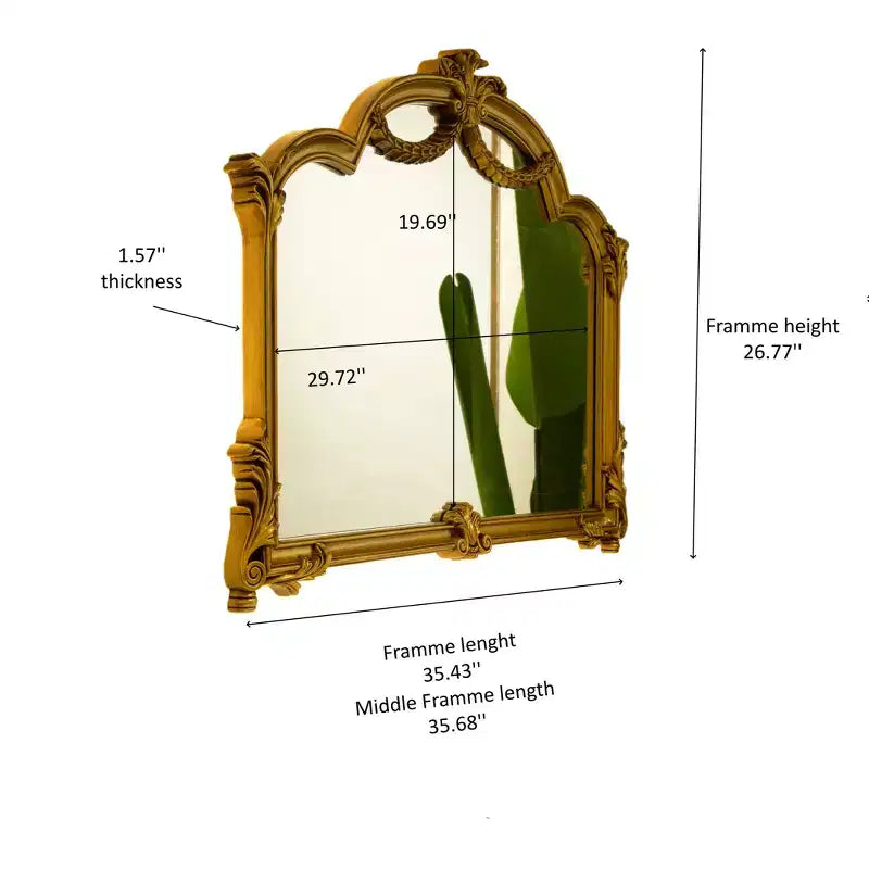 Miroir mural décoratif baroque revival en similicuir irrégulier