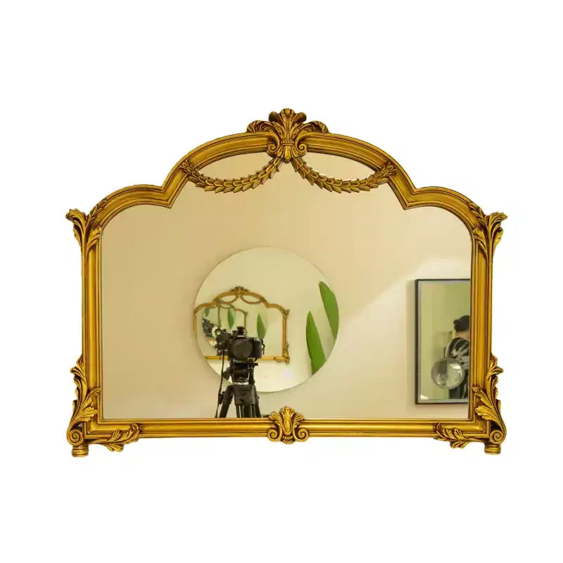 Miroir mural décoratif baroque revival en similicuir irrégulier