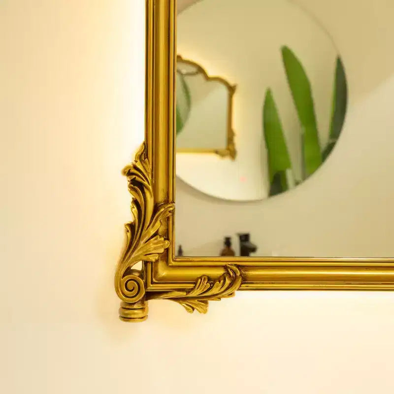 Miroir mural décoratif baroque revival en similicuir irrégulier