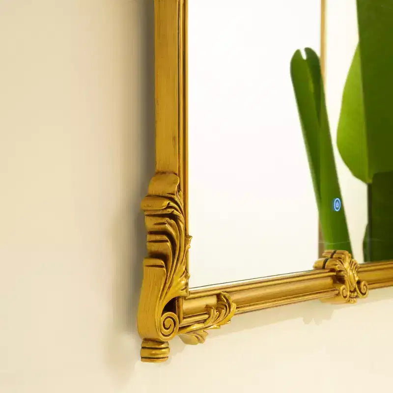 Miroir mural décoratif baroque revival en similicuir irrégulier