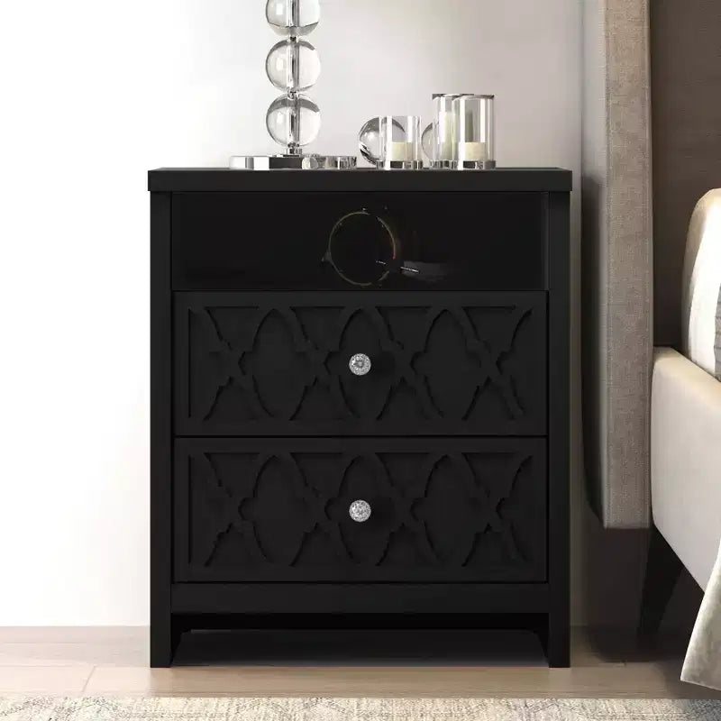 Galano 2-Drawer Nightstand with Open Shelf 22.8 W 15.7 D 26.8 H