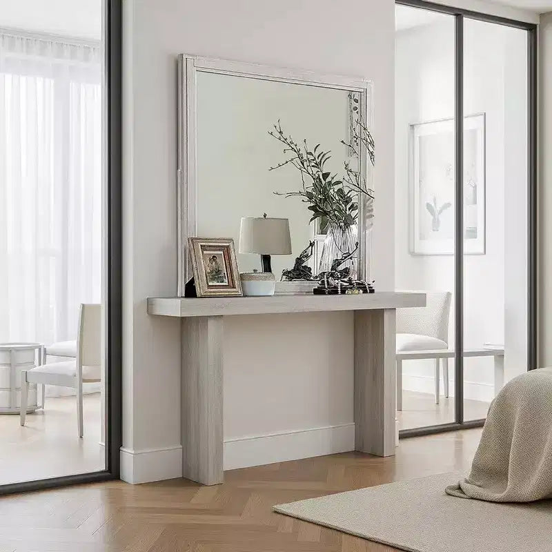 Royal Hampton Dresser Mirror White Solid Wood 38 Inch Stylish Square Frame