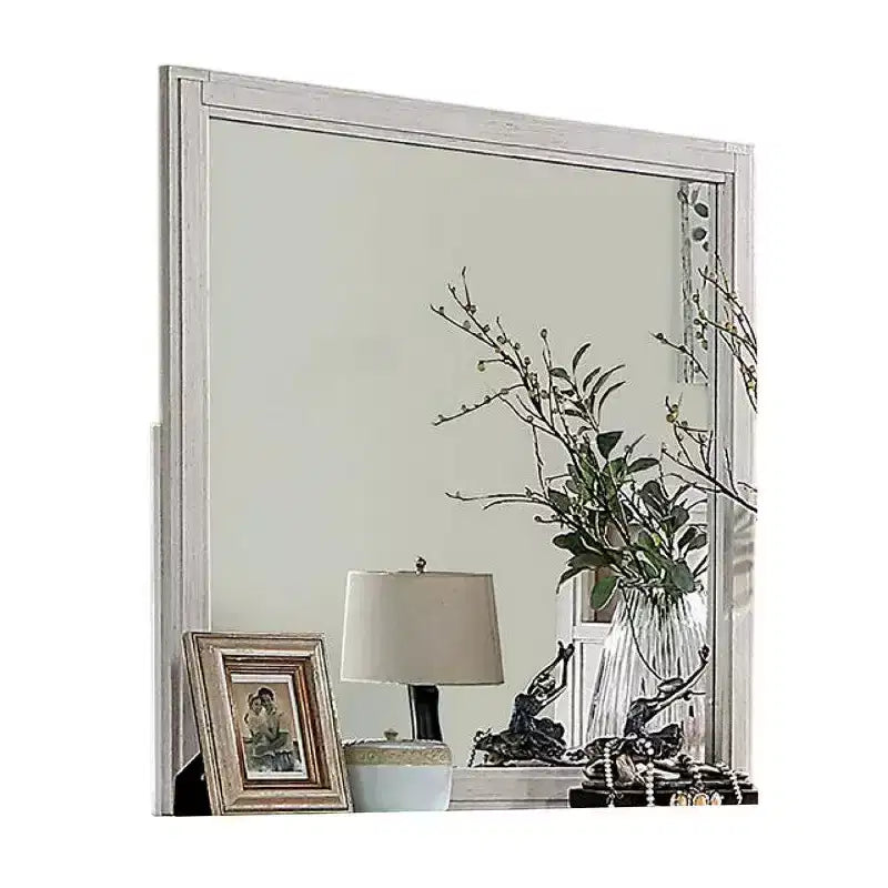 Miroir de coiffeuse en bois massif blanc