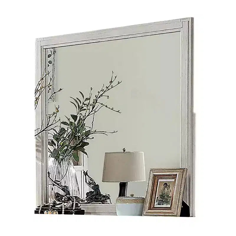 Miroir de coiffeuse en bois massif blanc