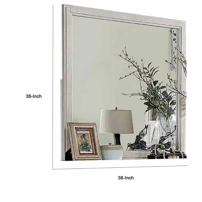 Miroir de coiffeuse en bois massif blanc