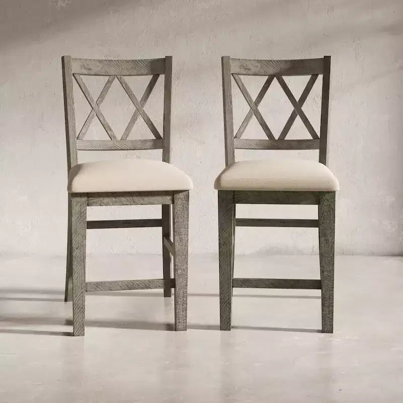 Tabourets de bar rembourrés en bois massif, style ferme rustique