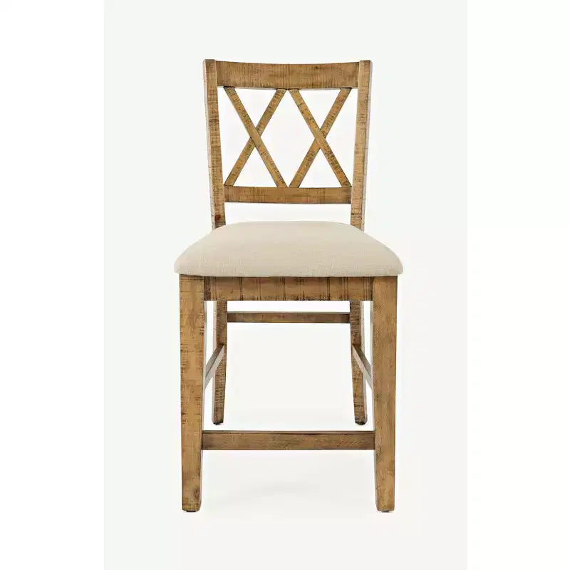 Jofran Telluride Rustic Farmhouse Solid Wood Upholstered Counter Stool (Set of 2)