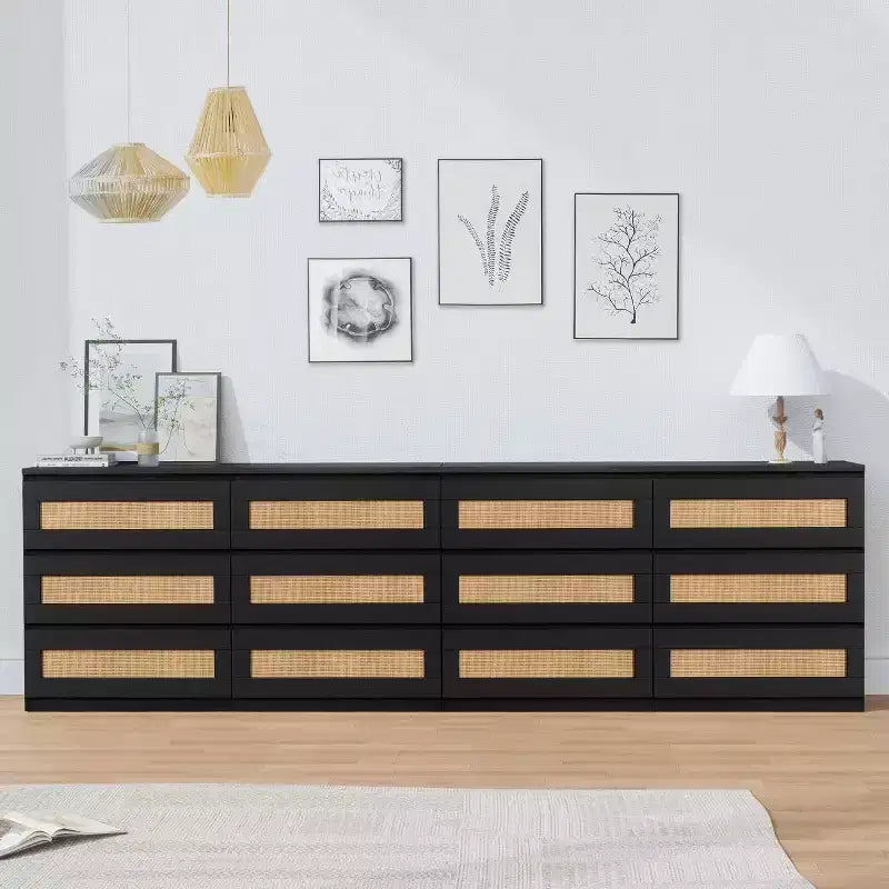 Commode moderne à six tiroirs en rotin