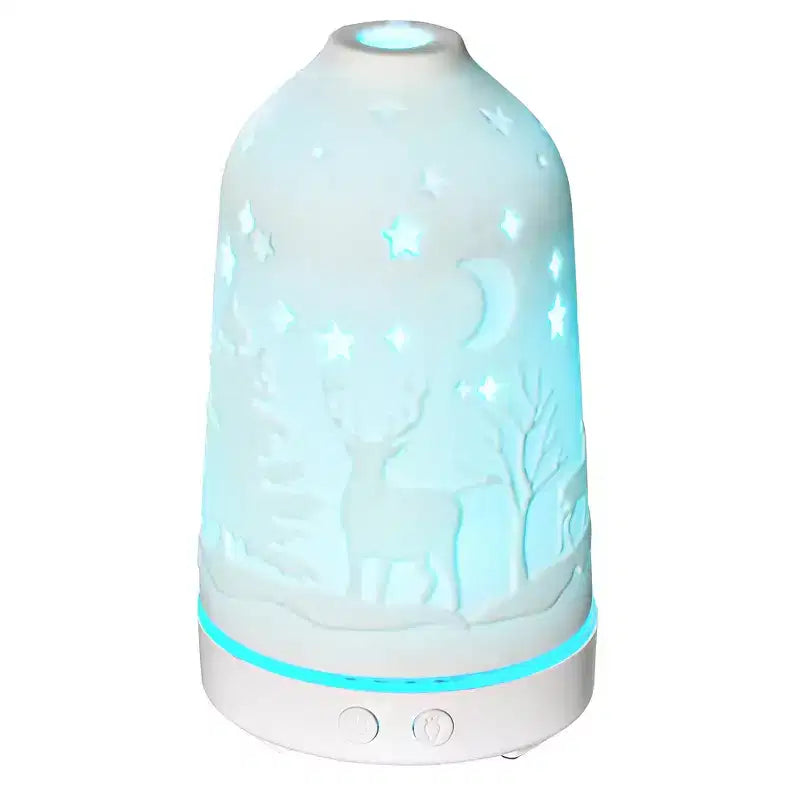 100ml Ultrasonic Aromatherapy Diffuser Essential Oils Humidifier with Ceramic Cover 7 Colors LED Lights Timer Waterless Auto-off for Home
