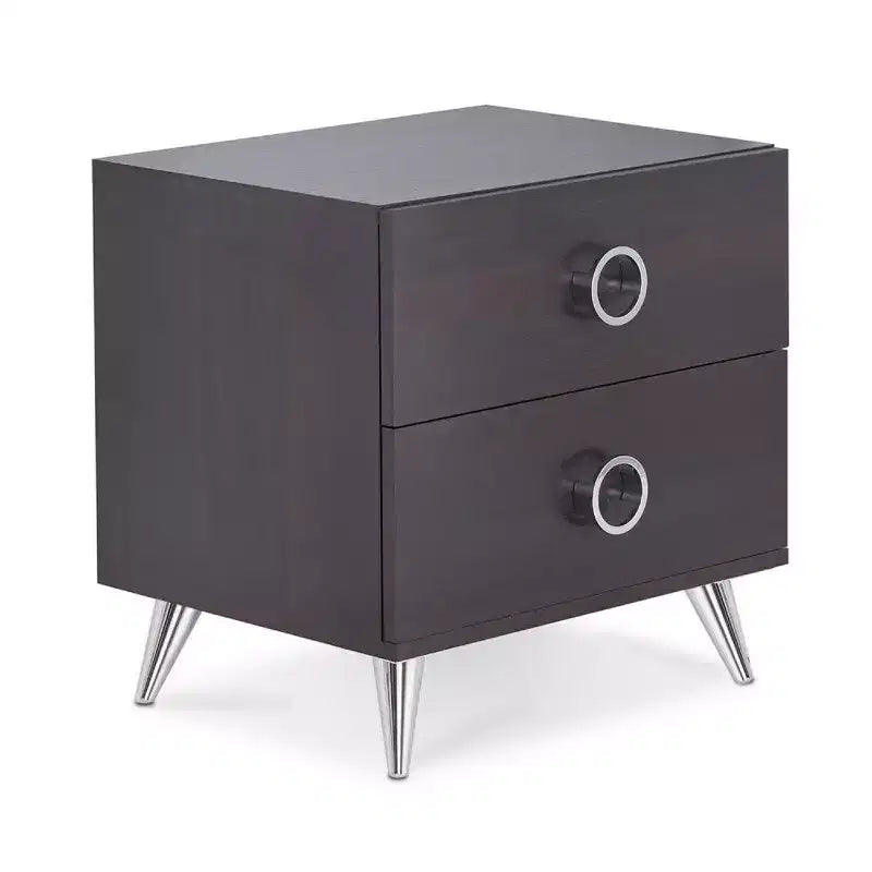 Royal Hampton Rectangular Wood & Metal Nightstand By Elms Brown & Chrome