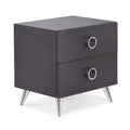 Royal Hampton Rectangular Wood & Metal Nightstand By Elms Brown & Chrome
