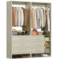 Besiost 54-In Closet System Set with Wood Drawers Freestanding Closet Organizer with Hanging Rods