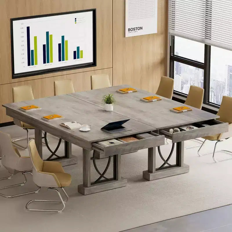 Table de salle à manger de cuisine en bois à double piétement