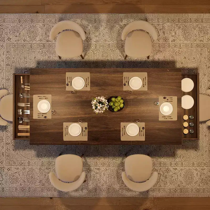 Table de salle à manger de cuisine en bois à double piétement