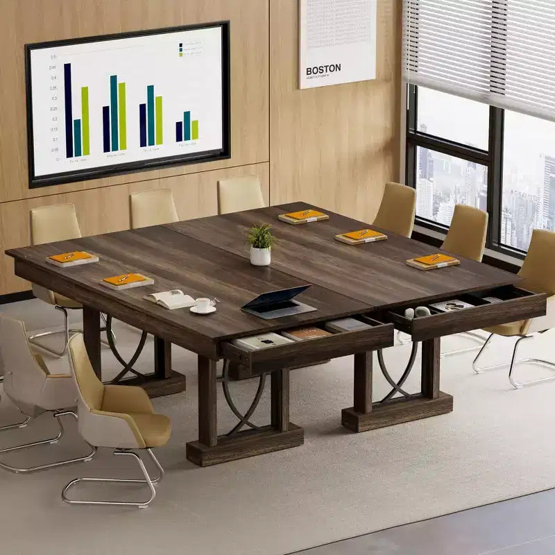 Table de salle à manger de cuisine en bois à double piétement