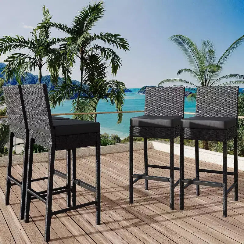 Ensemble de tabourets de bar en rotin d'extérieur