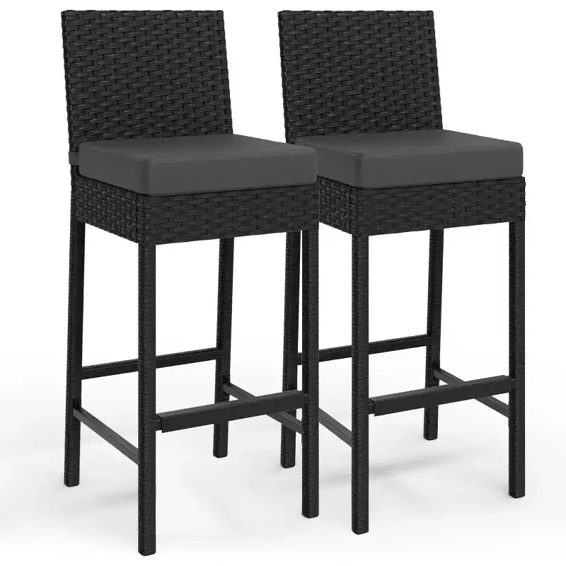 Ensemble de tabourets de bar en rotin d'extérieur