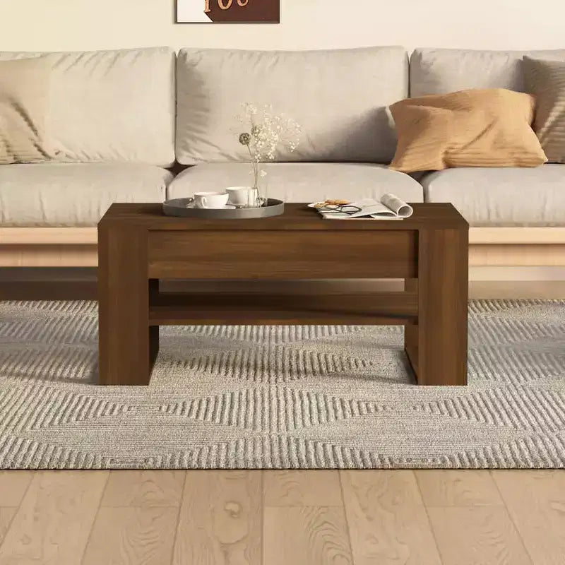 Table basse en bois composite noir de taille moyenne