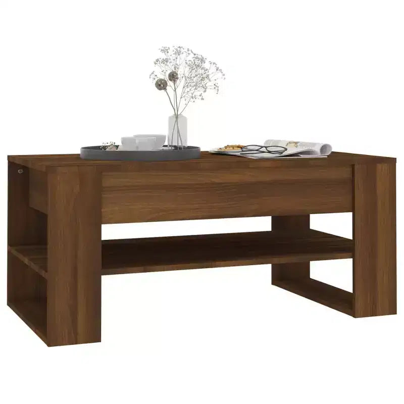 Table basse en bois composite noir de taille moyenne