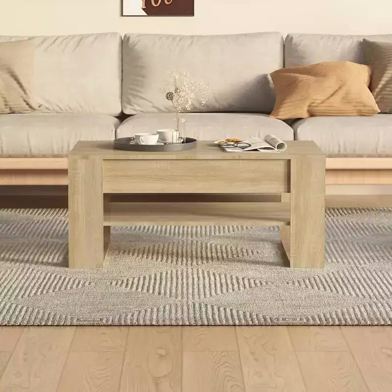 Table basse en bois composite noir de taille moyenne