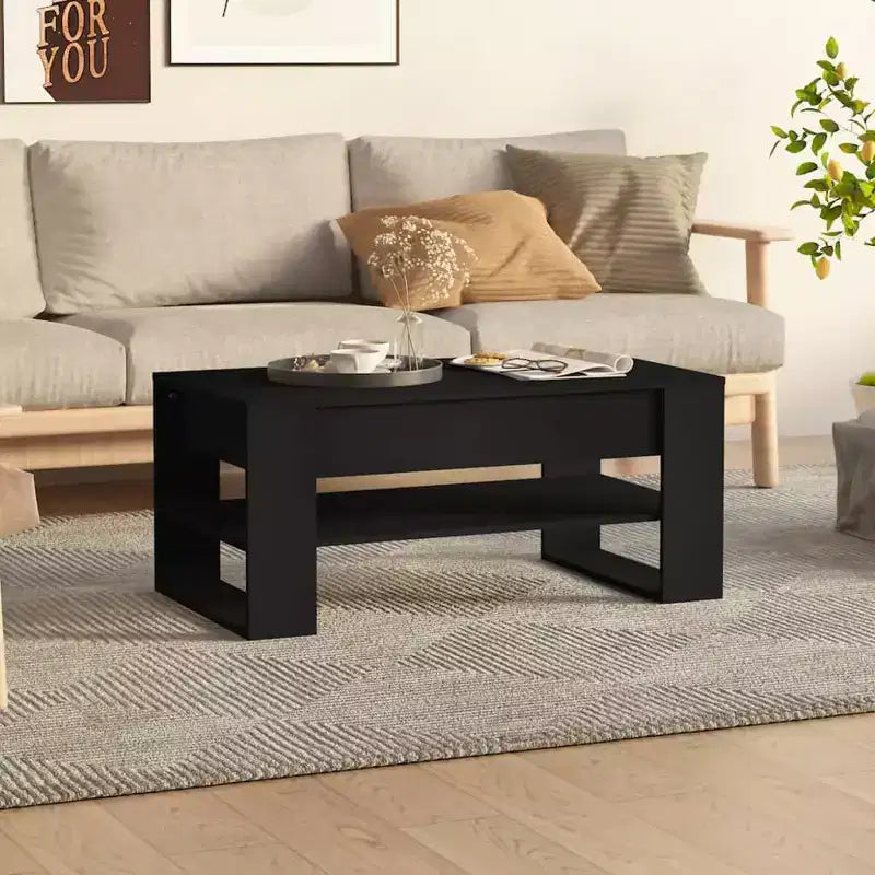 Table basse en bois composite noir de taille moyenne