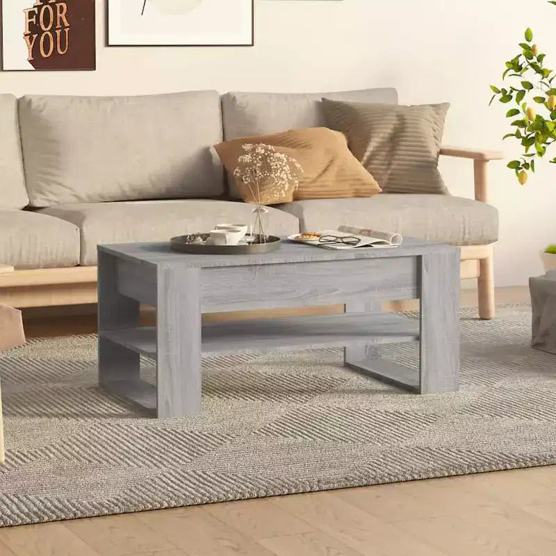 Table basse en bois composite noir de taille moyenne