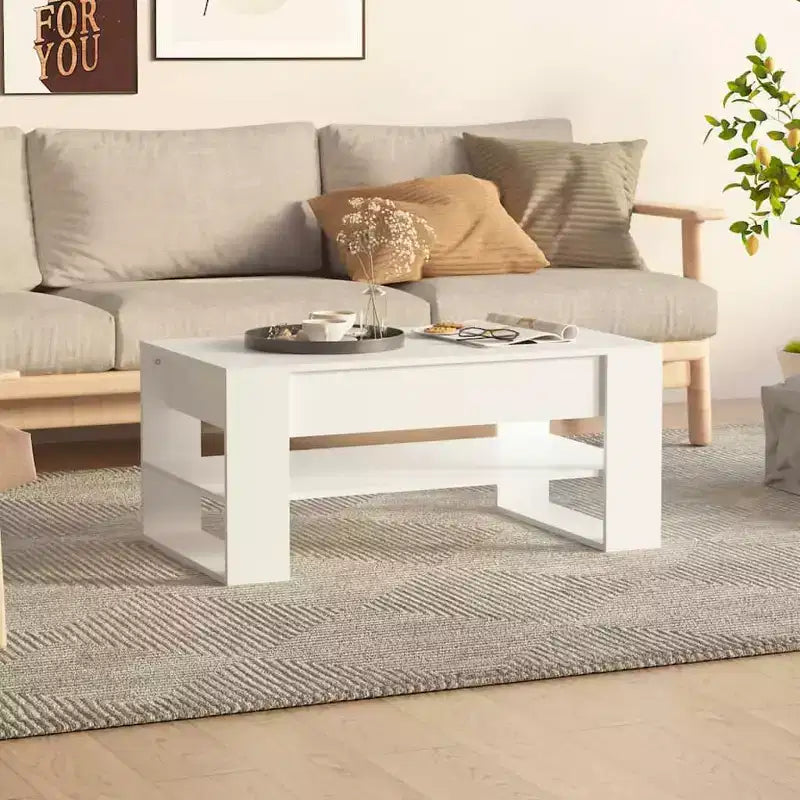Table basse en bois composite noir de taille moyenne