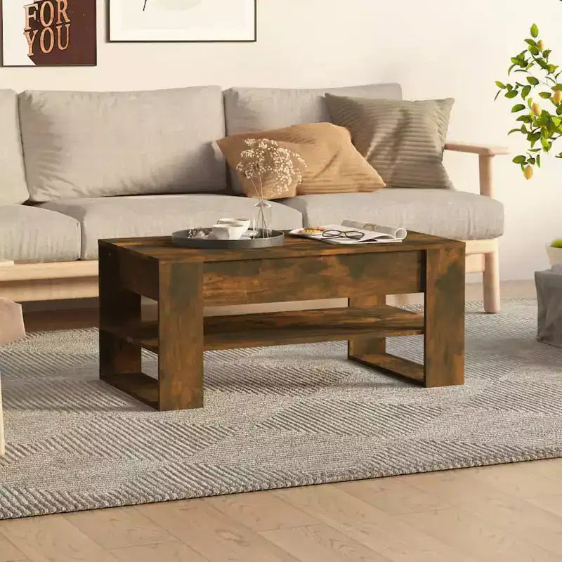 Table basse en bois composite noir de taille moyenne