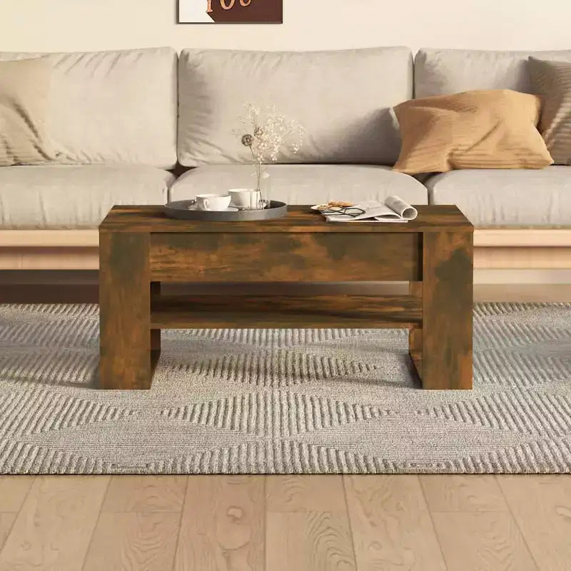 Table basse en bois composite noir de taille moyenne