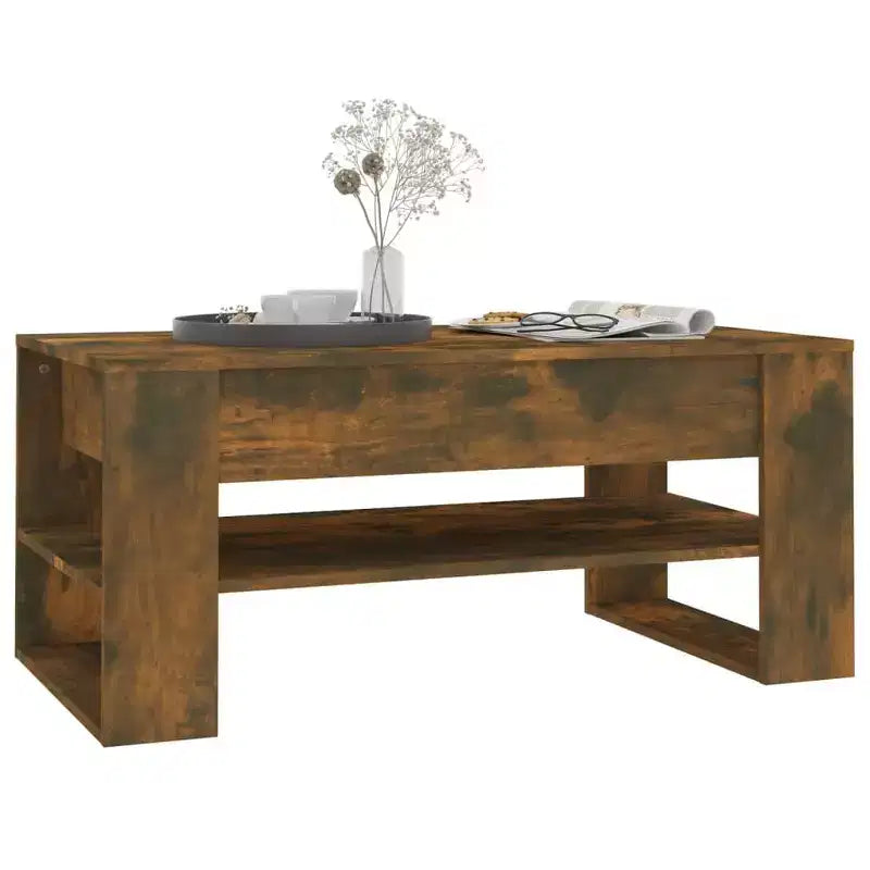 Table basse en bois composite noir de taille moyenne