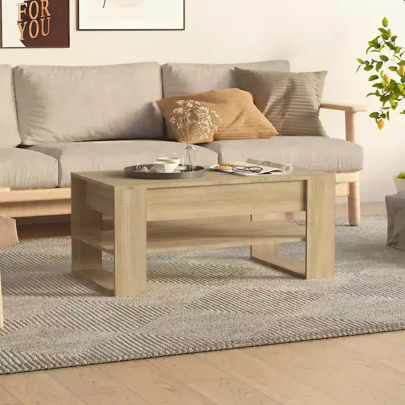 Table basse en bois composite noir de taille moyenne