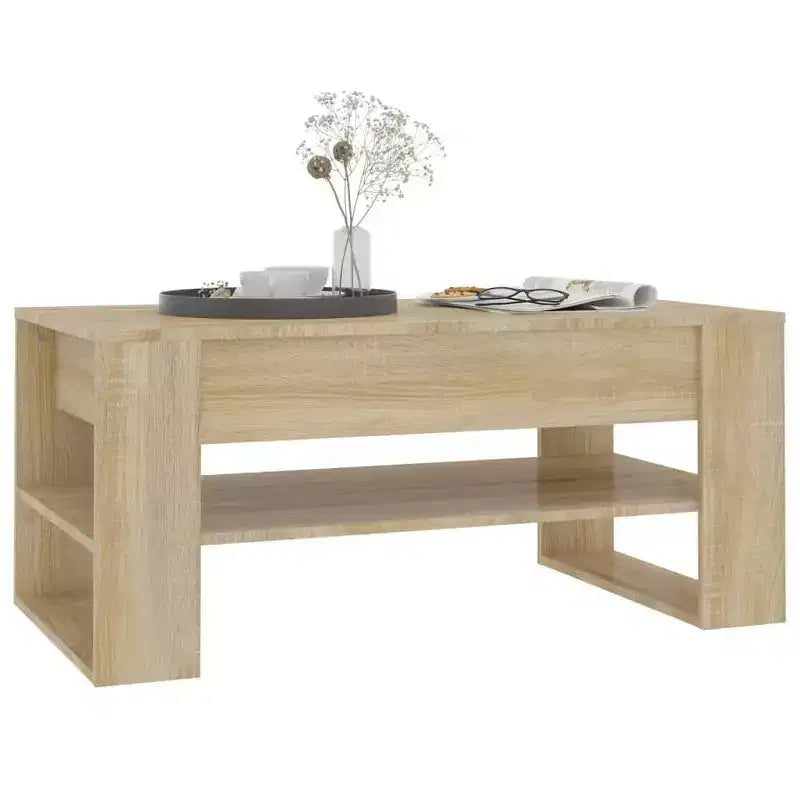 Table basse en bois composite noir de taille moyenne
