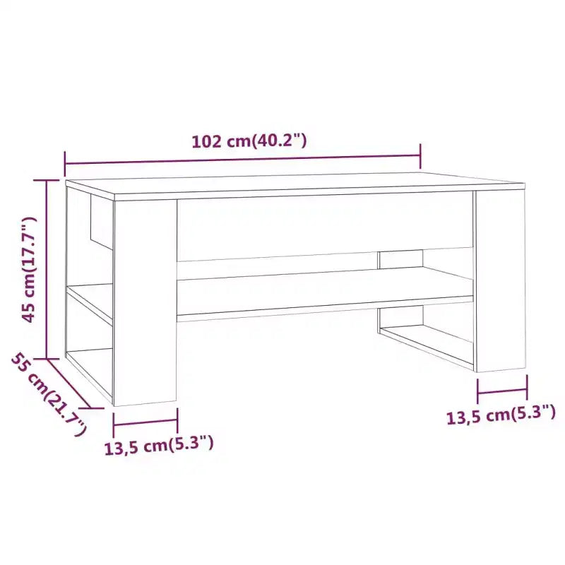 Table basse en bois composite noir de taille moyenne