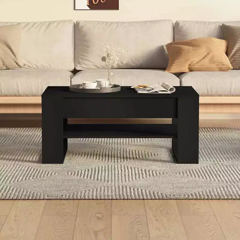 Table basse en bois composite noir de taille moyenne