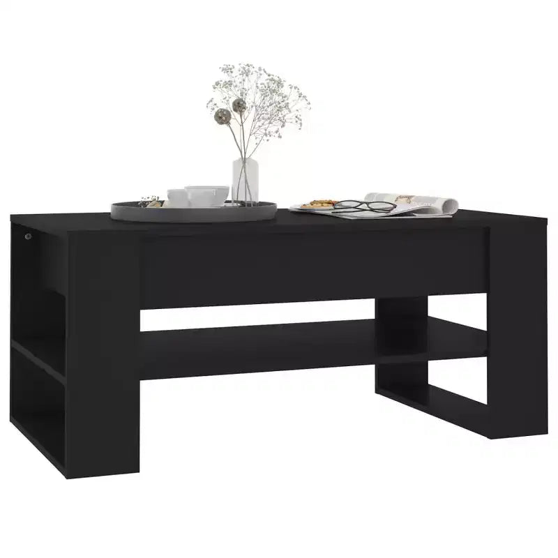 Table basse en bois composite noir de taille moyenne