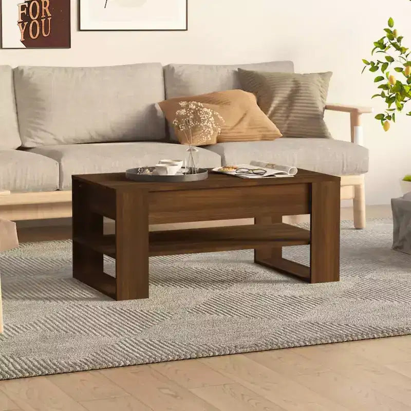 Table basse en bois composite noir de taille moyenne