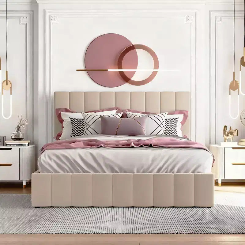 Lit plateforme rembourré Queen size