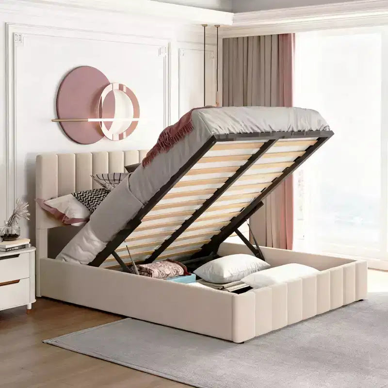 Lit plateforme rembourré Queen size