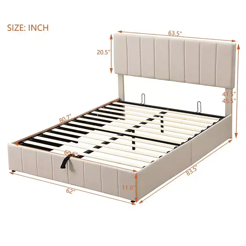 Lit plateforme rembourré Queen size